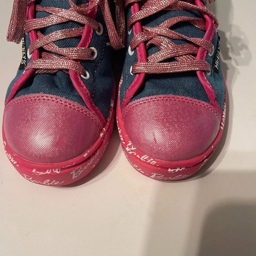 Heelys x Barbie Hustle High Top Denim Pink Roller Shoes - Youth Size 3